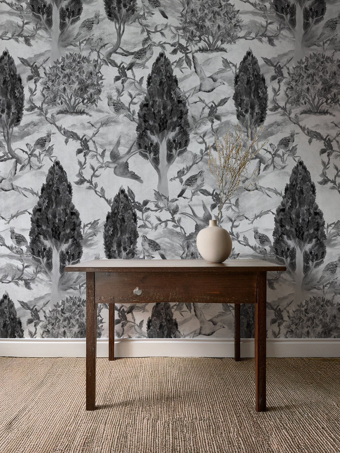 Cypress and Swallows | Bird Wallpaper Design
