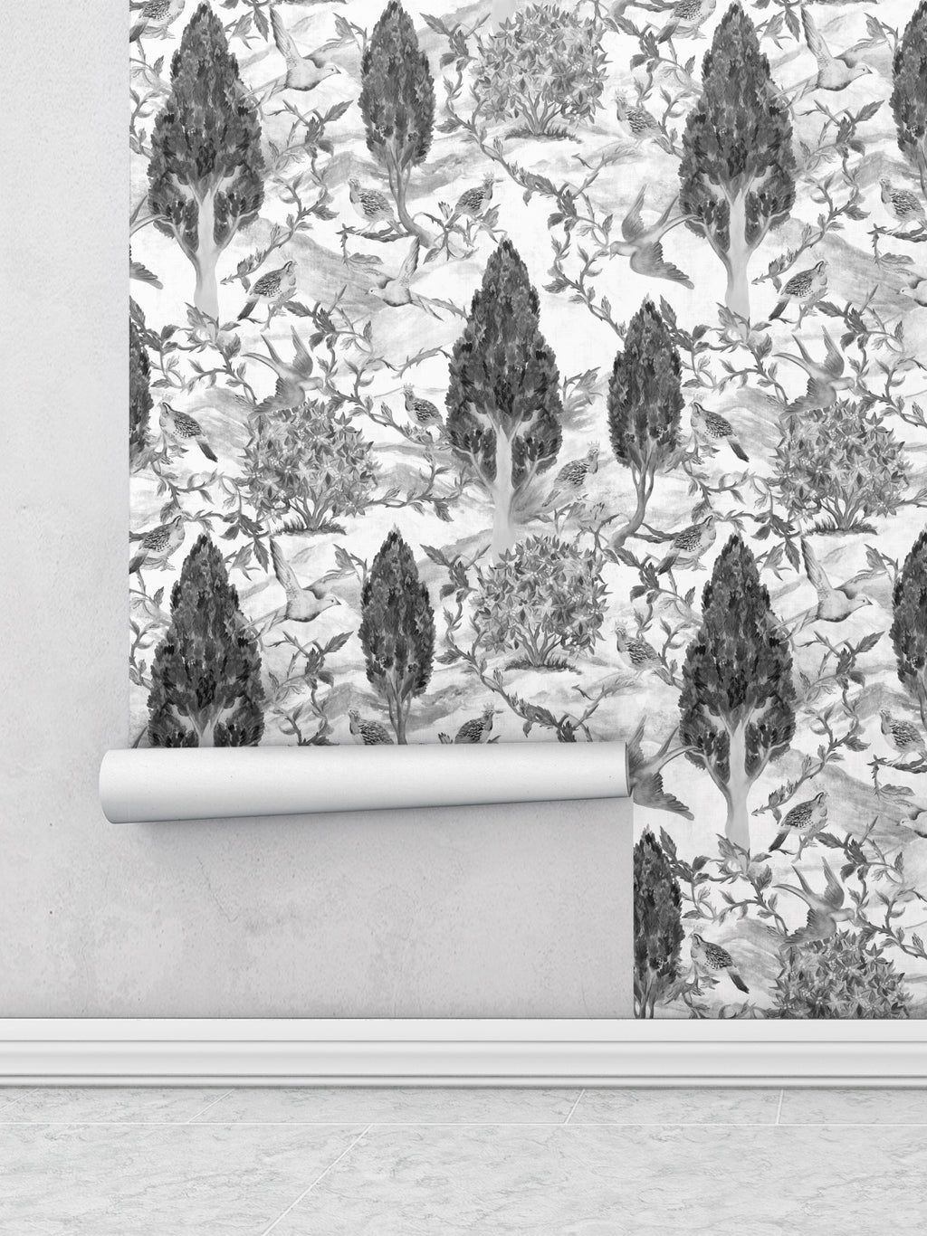 Cypress and Swallows | Bird Wallpaper Design