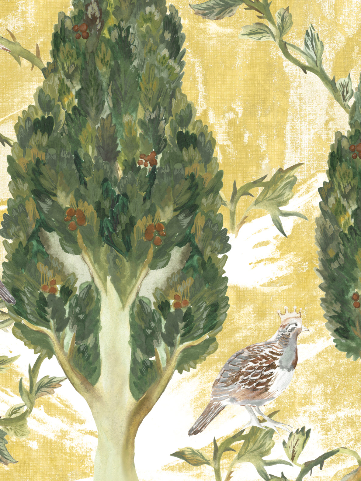 Cypress and Swallows | Bird Wallpaper Design