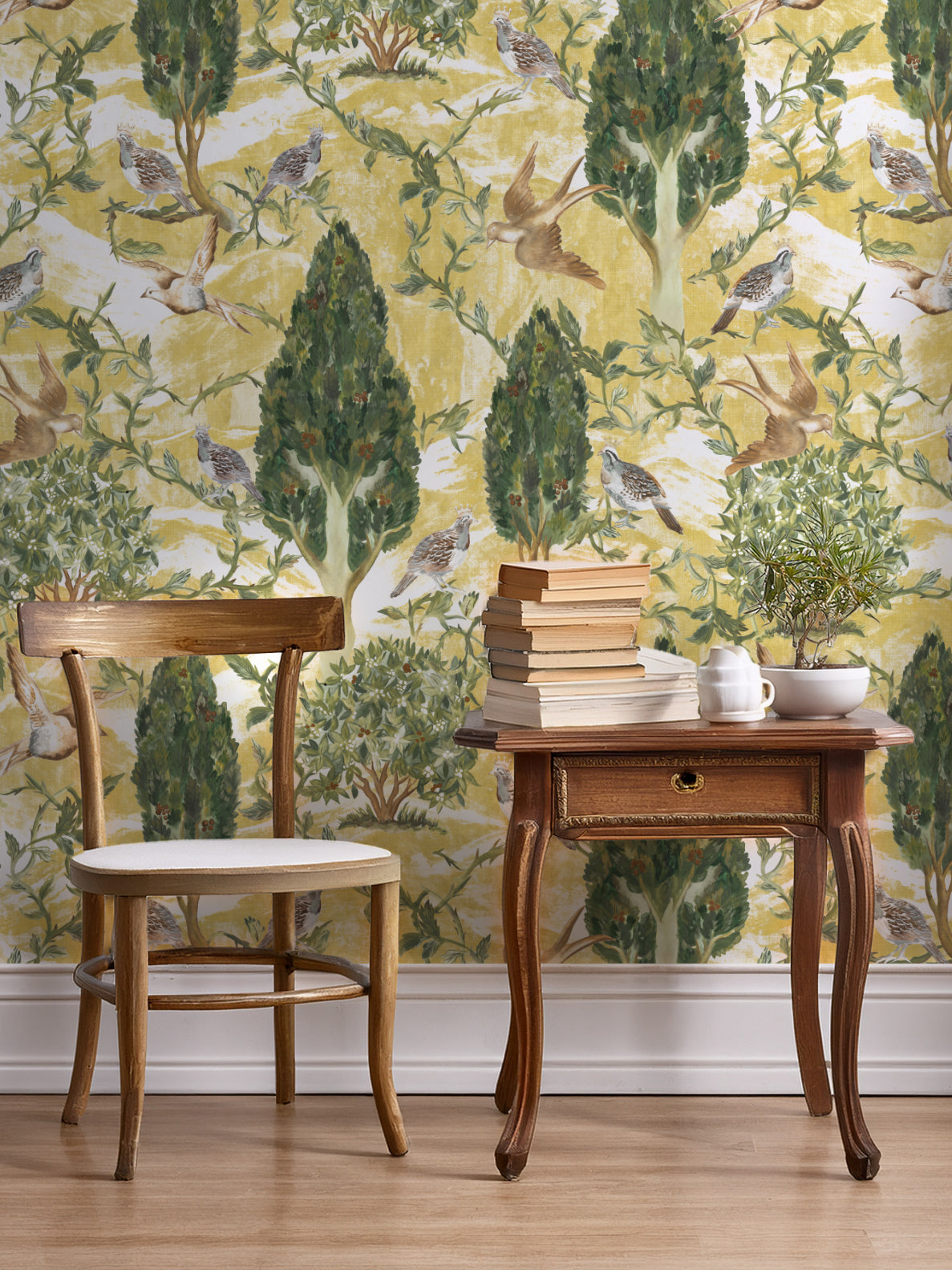 Cypress and Swallows | Bird Wallpaper Design