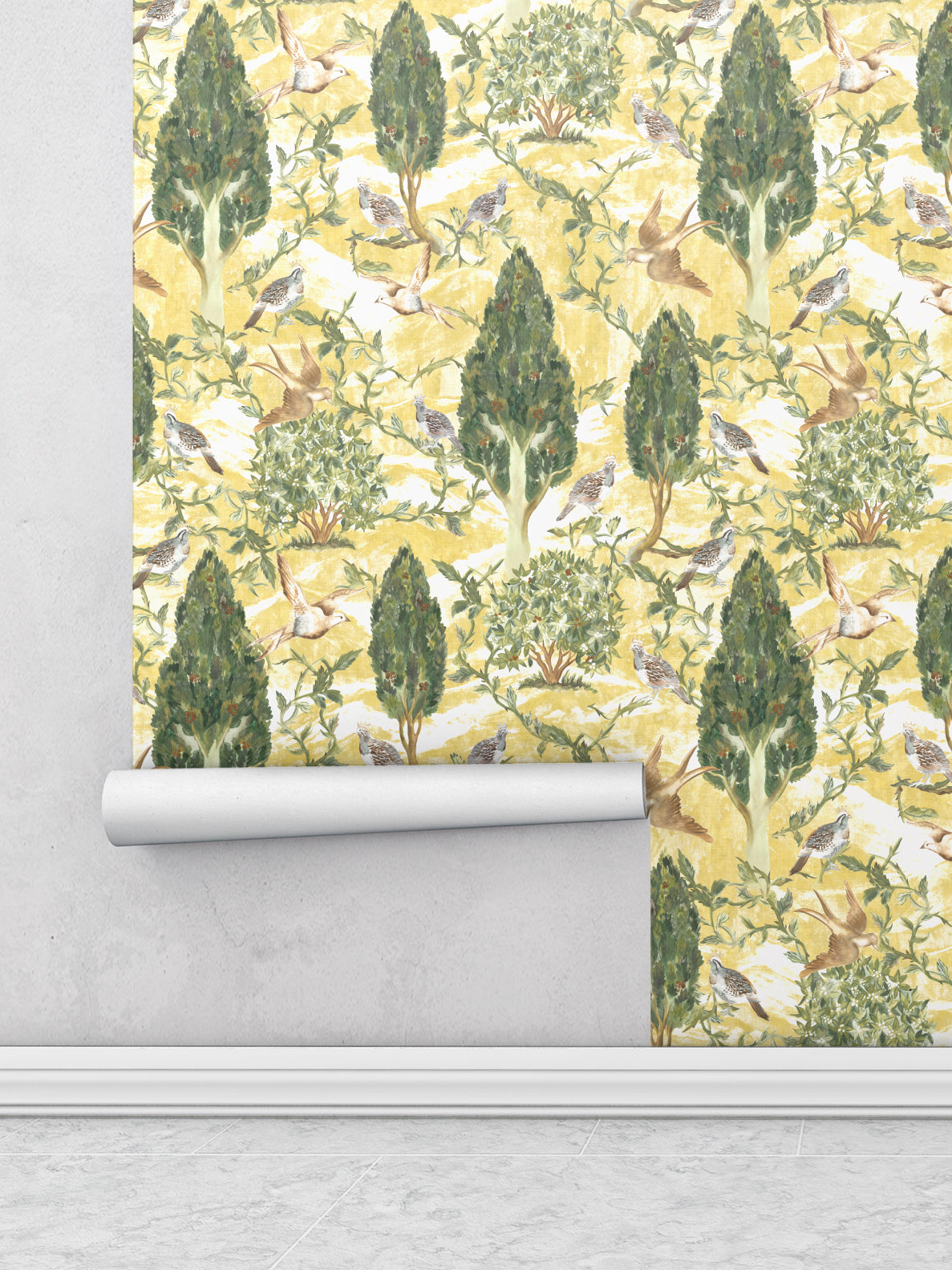 Cypress and Swallows | Bird Wallpaper Design