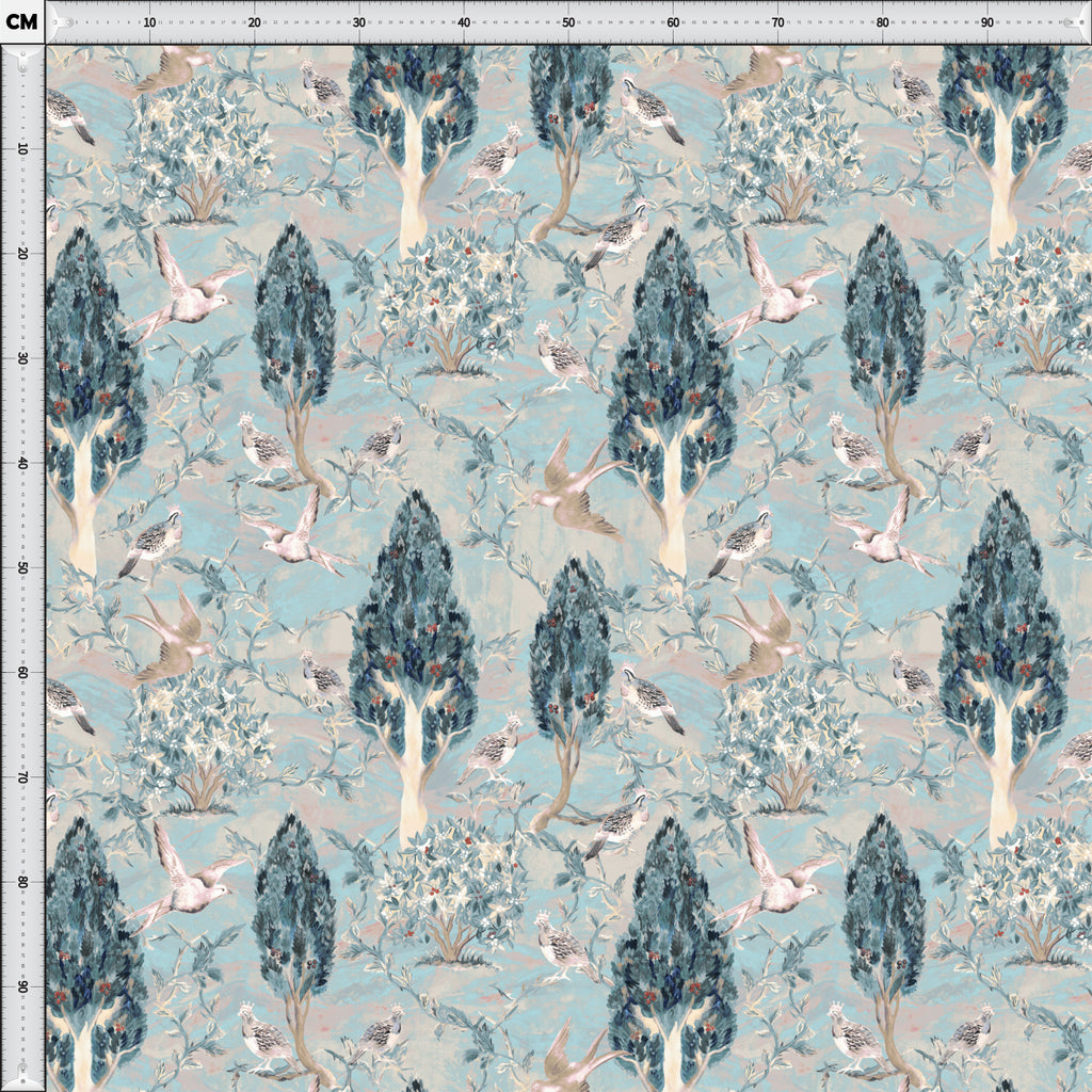 Cypress & Swallows — Bird Fabric | Botanical Upholstery Fabric