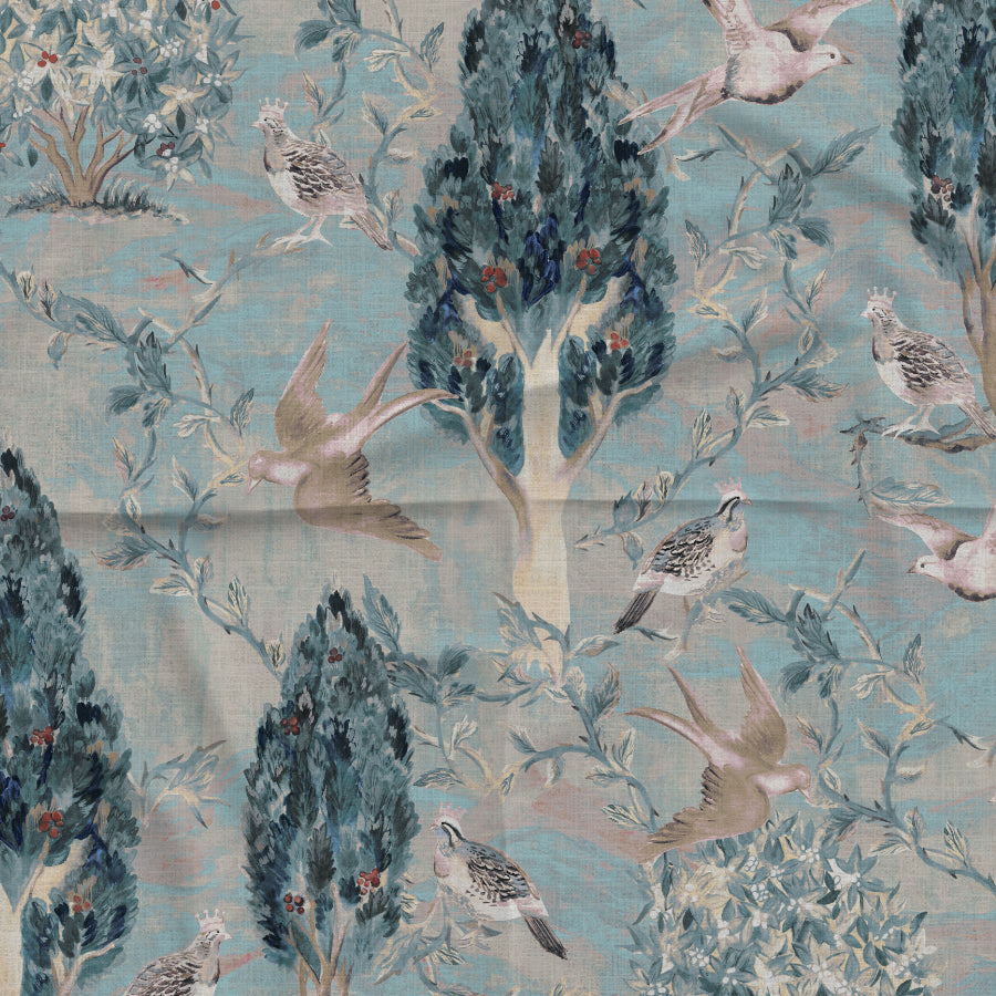 Cypress & Swallows — Bird Fabric | Botanical Upholstery Fabric