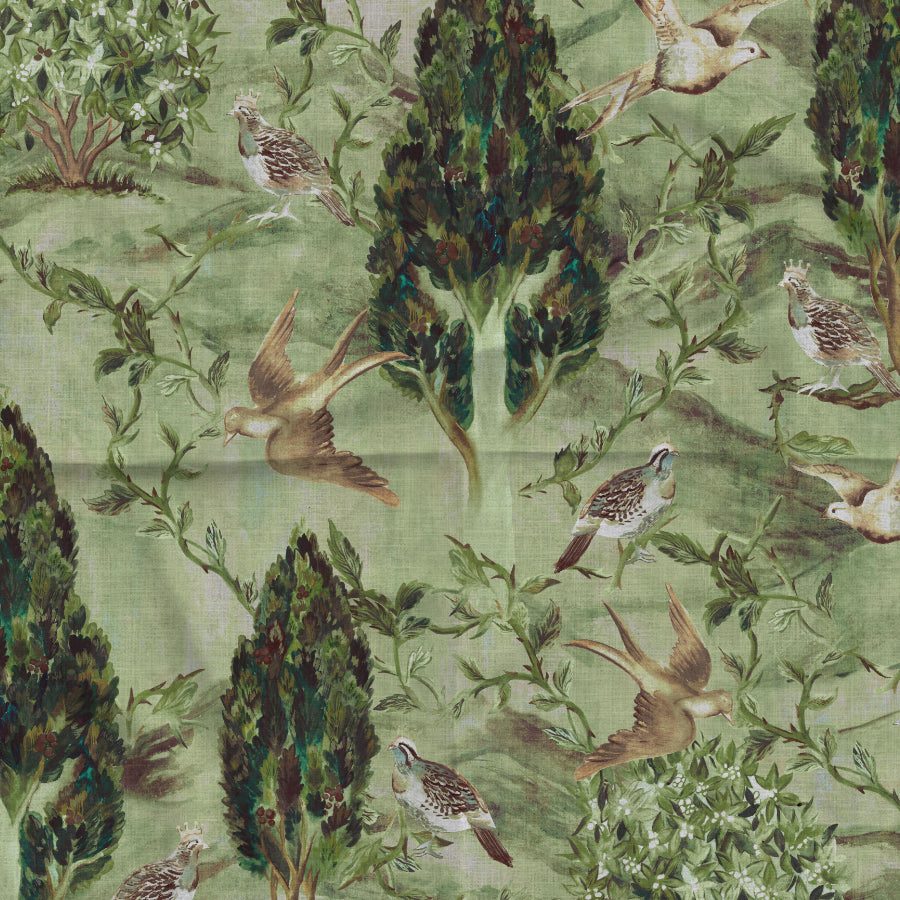 Cypress & Swallows — Bird Fabric | Botanical Upholstery Fabric