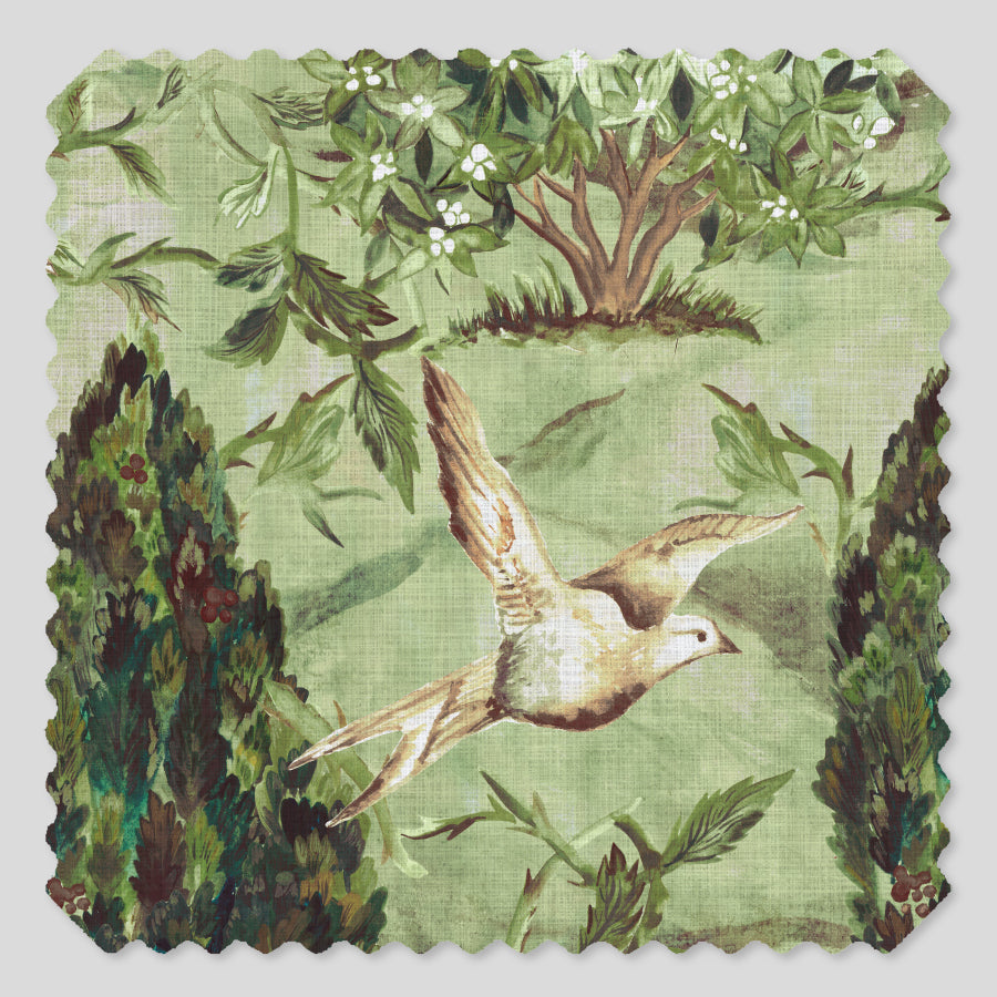 Cypress & Swallows — Bird Fabric | Botanical Upholstery Fabric