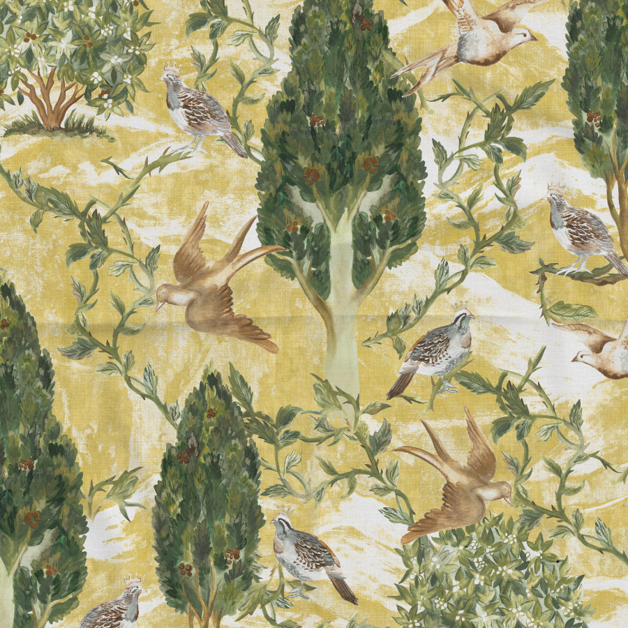 Cypress & Swallows — Bird Fabric | Botanical Upholstery Fabric