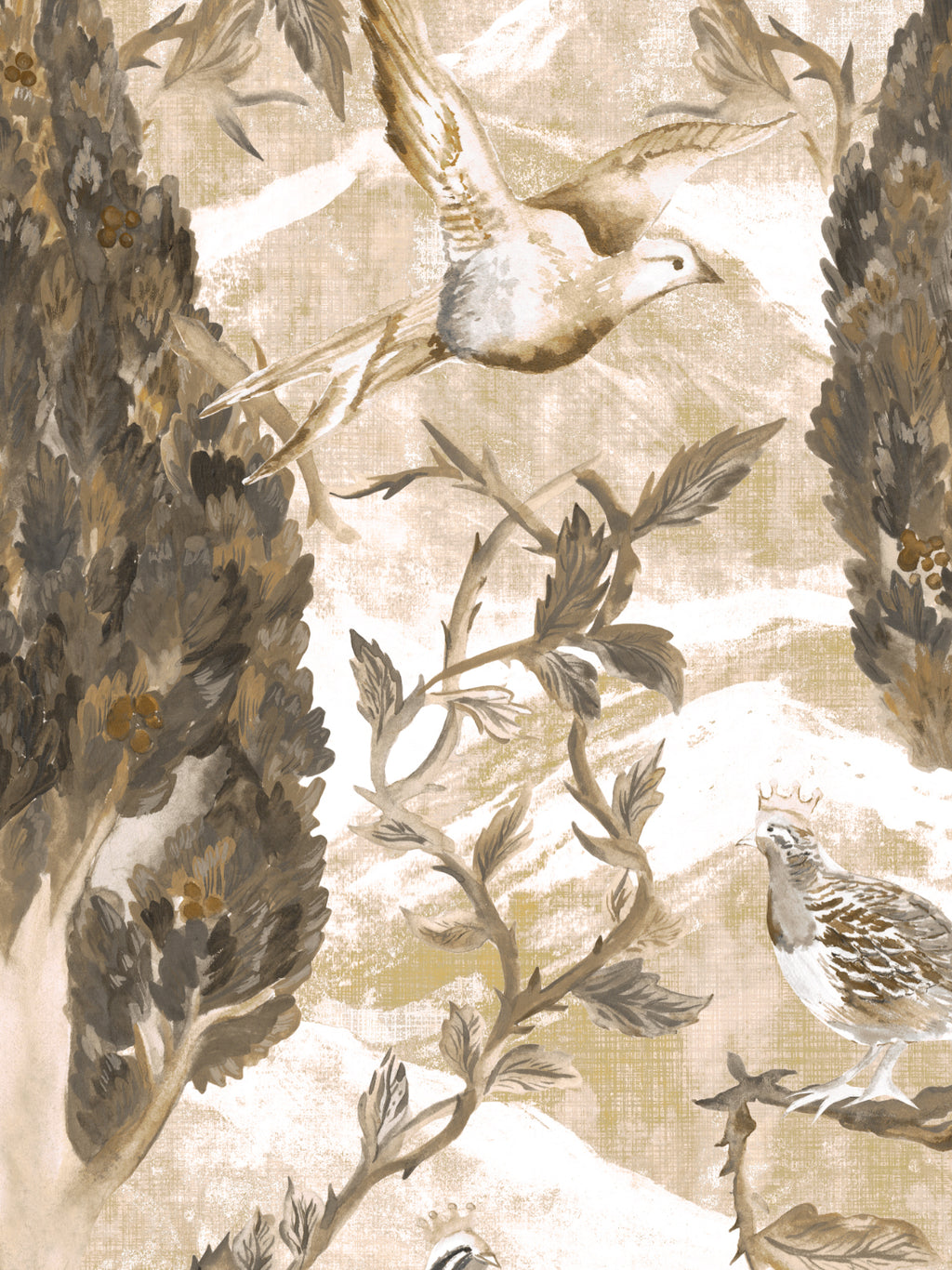 Cypress and Swallows | Bird Wallpaper Design