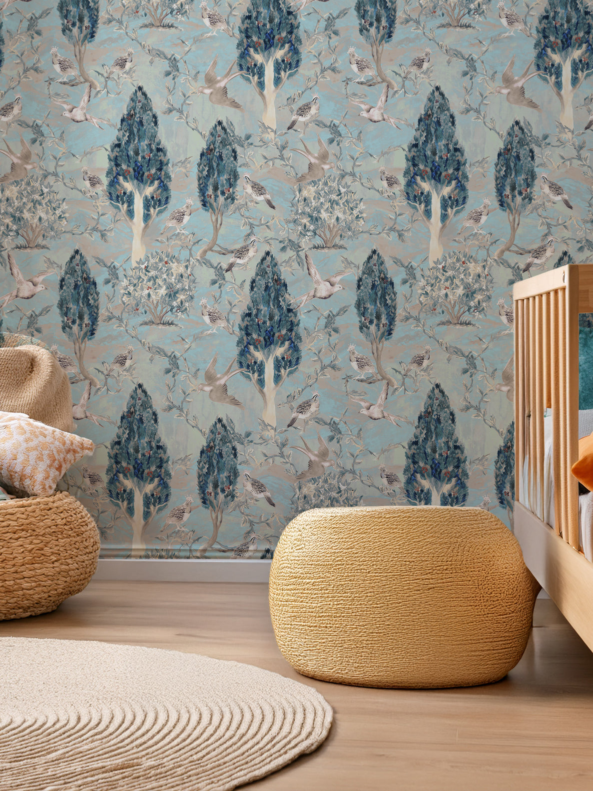 Cypress and Swallows | Bird Wallpaper Design