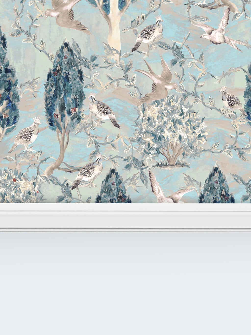 Cypress and Swallows | Bird Wallpaper Design