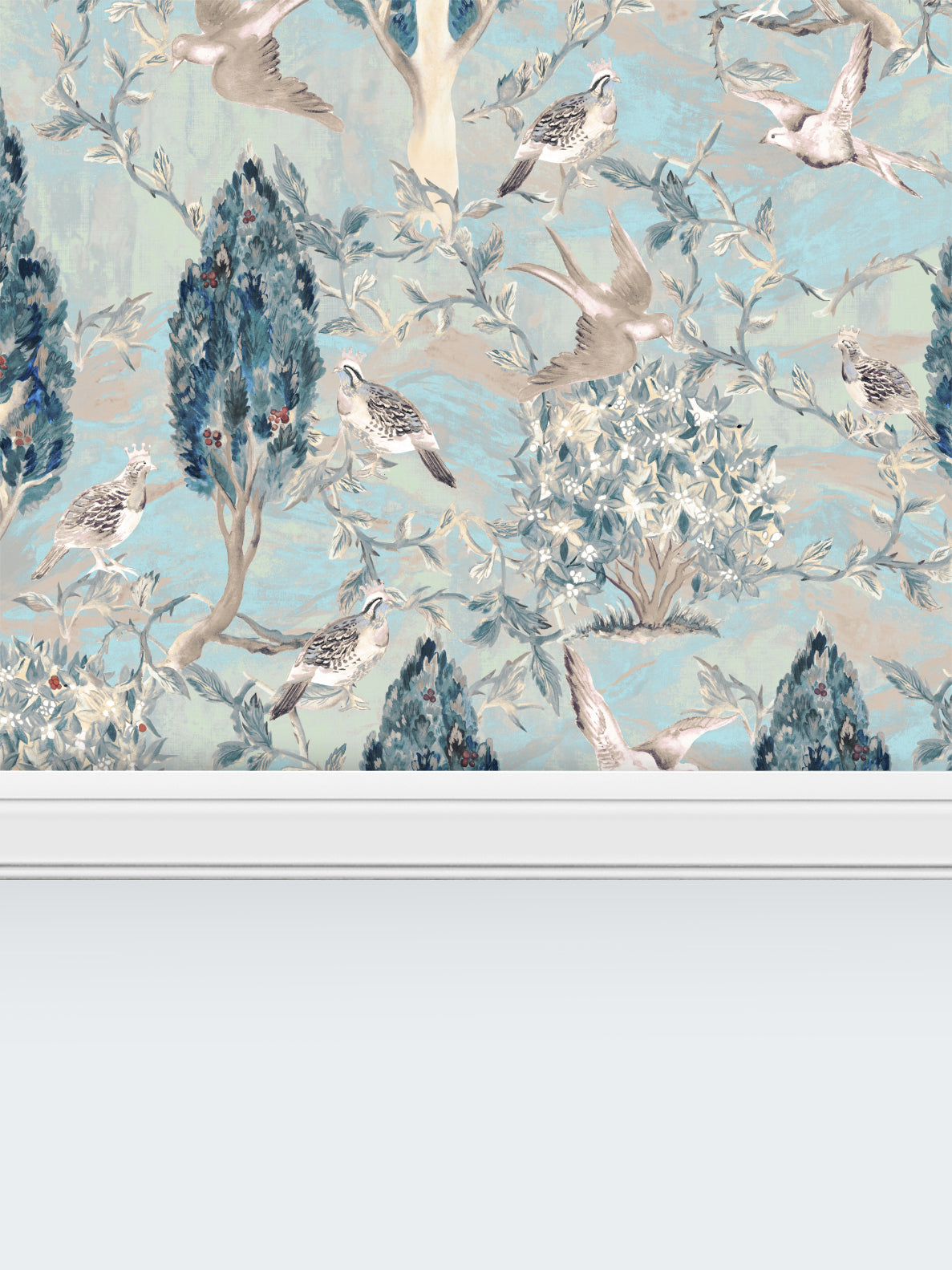 Cypress and Swallows | Bird Wallpaper Design
