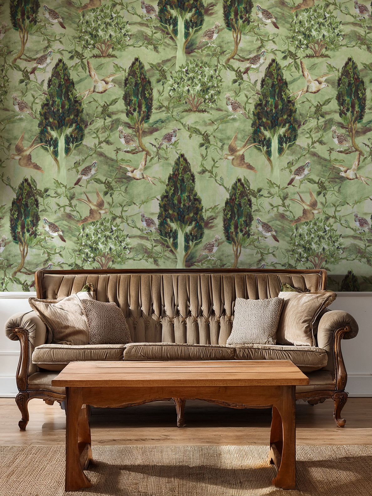 Cypress and Swallows | Bird Wallpaper Design