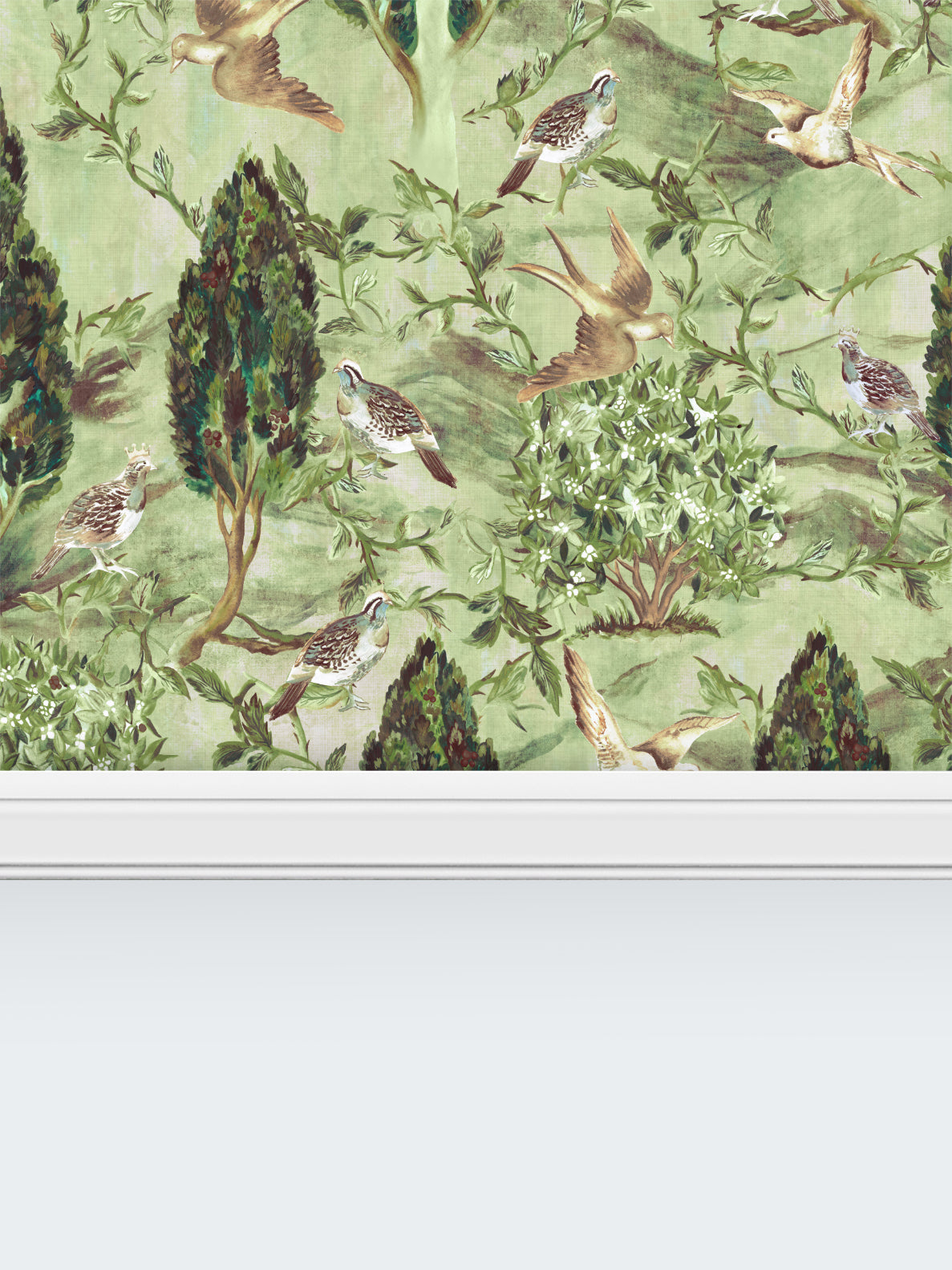Cypress and Swallows | Bird Wallpaper Design