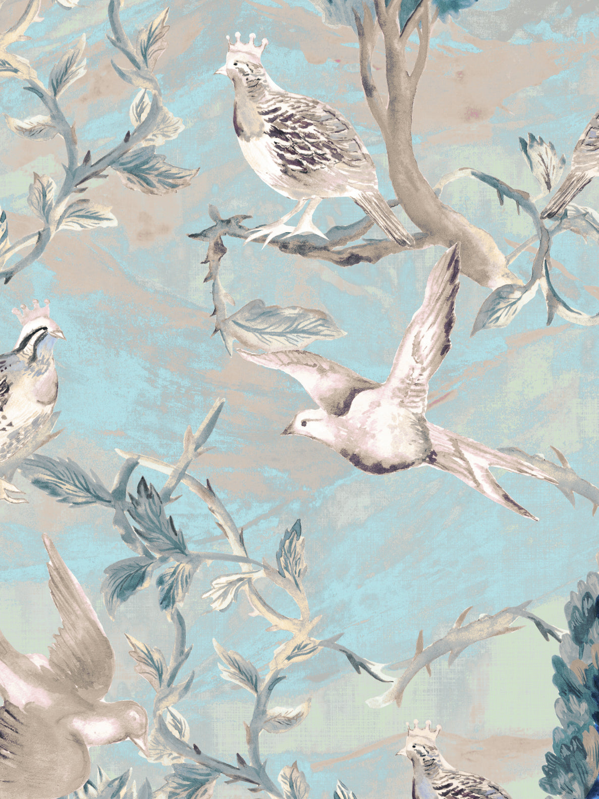 Cypress and Swallows | Bird Wallpaper Design