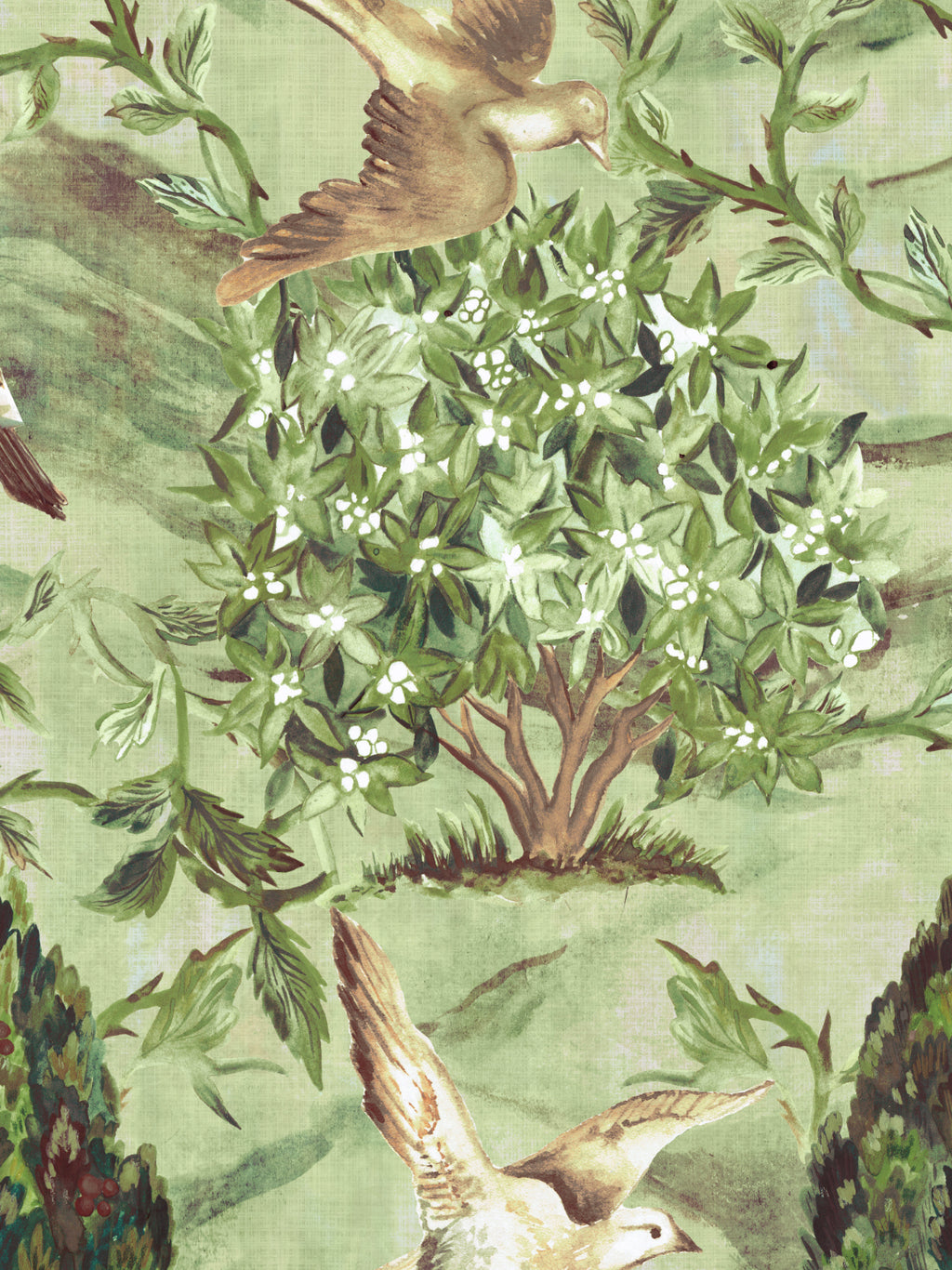 Cypress and Swallows | Bird Wallpaper Design