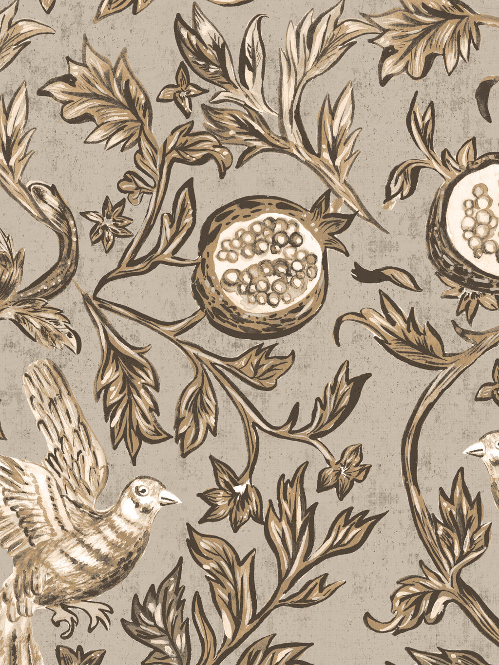 Pomegranate Grove Wallpaper | Floral & Bird Wallpaper