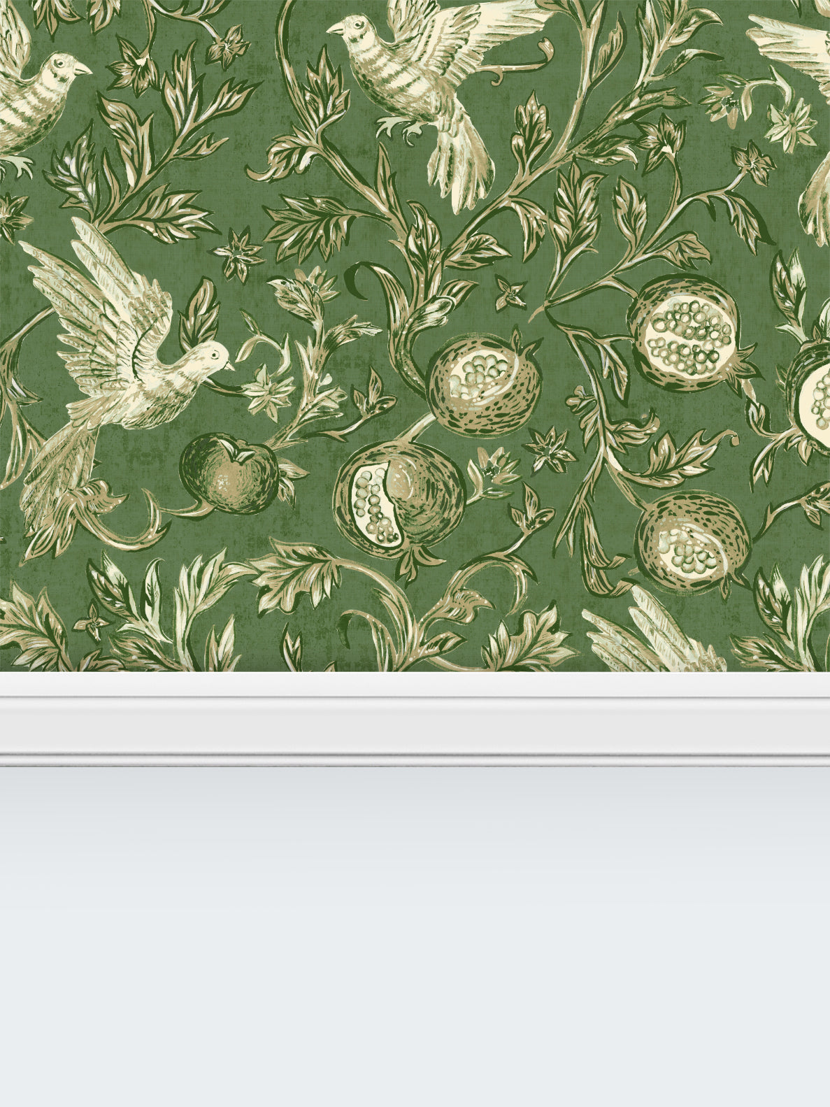 Pomegranate Grove Wallpaper | Floral & Bird Wallpaper