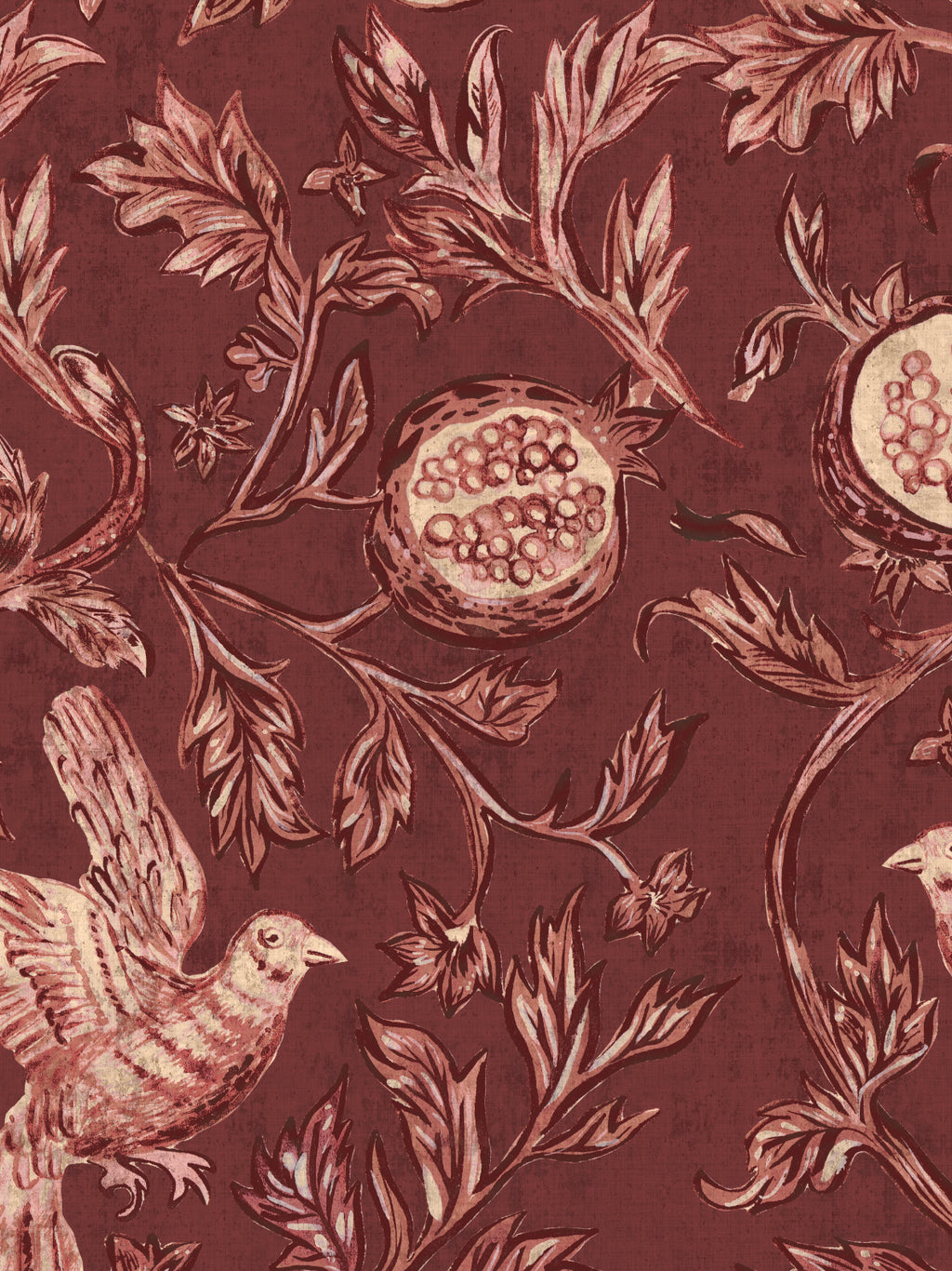Pomegranate Grove Wallpaper | Floral & Bird Wallpaper