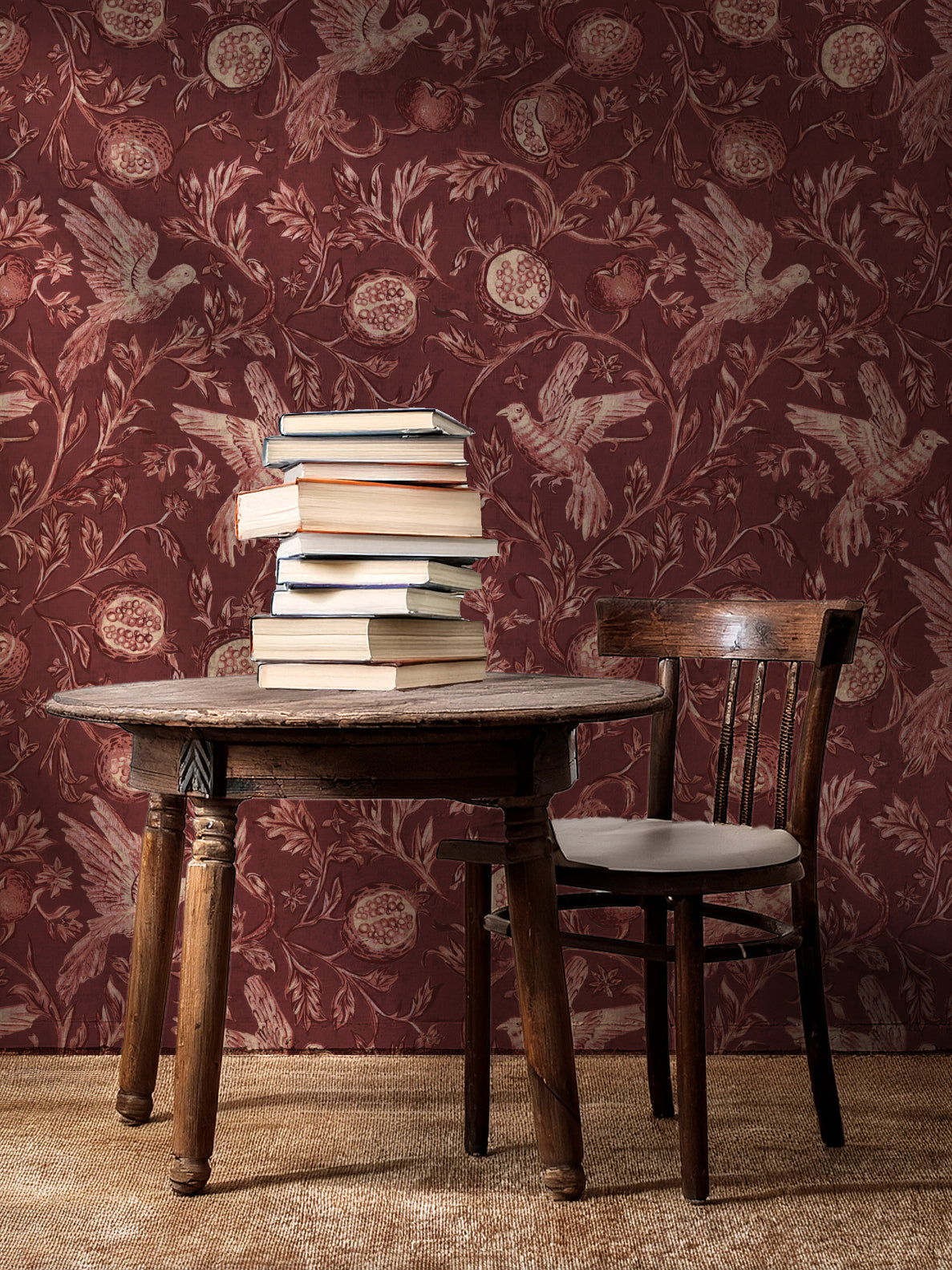 Pomegranate Grove Wallpaper | Floral & Bird Wallpaper