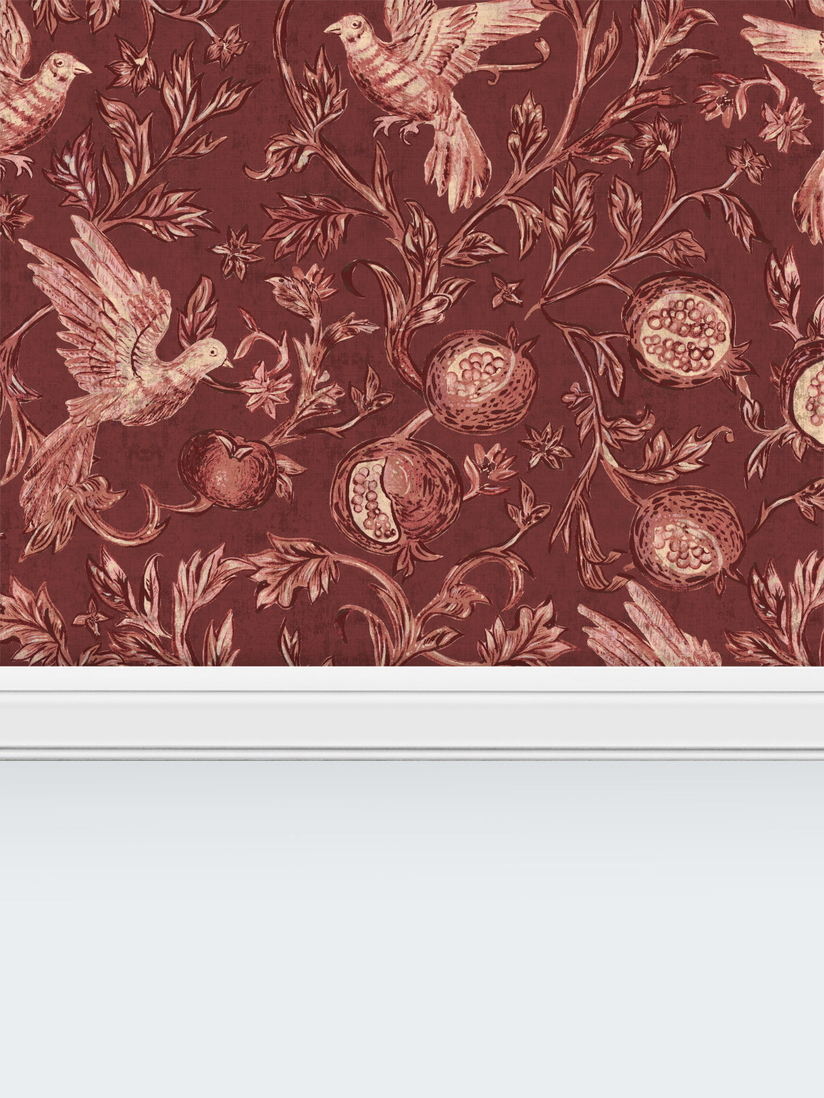 Pomegranate Grove Wallpaper | Floral & Bird Wallpaper