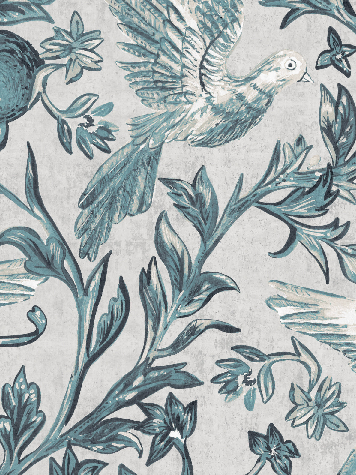 Pomegranate Grove Wallpaper | Floral & Bird Wallpaper