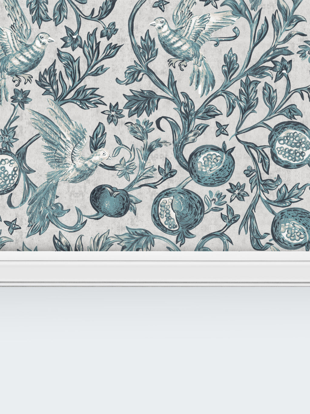 Pomegranate Grove Wallpaper | Floral & Bird Wallpaper
