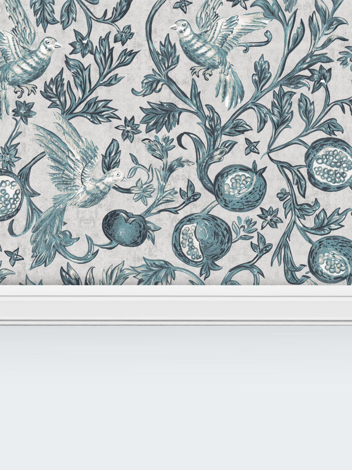 Pomegranate Grove Wallpaper | Floral & Bird Wallpaper